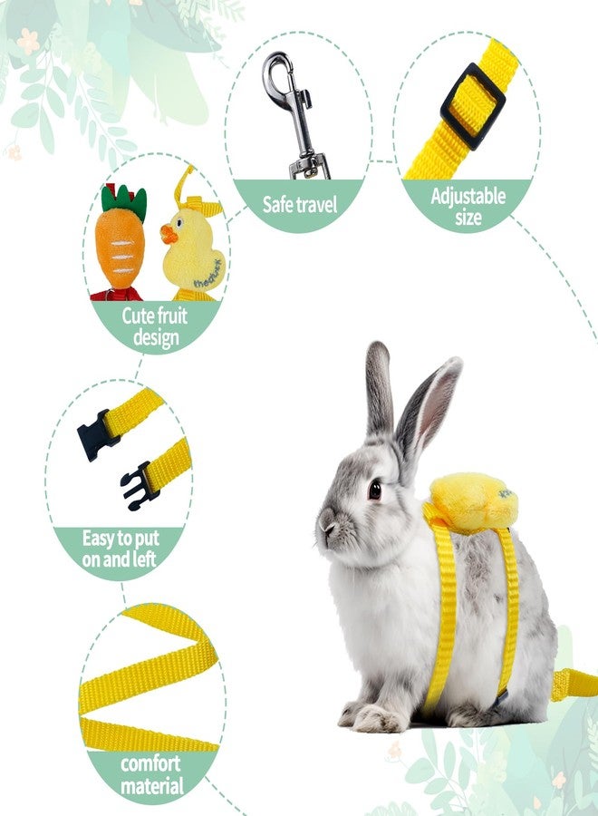 Aecsze 2 PCS Adjustable Rabbit Harness and Leash Set, Bunny Clothes for Rabbits, Small Pet Cute Vest Harness Leash with Decoration for Bunny Ferret Small Pets (Yellow and Red) - Image 3